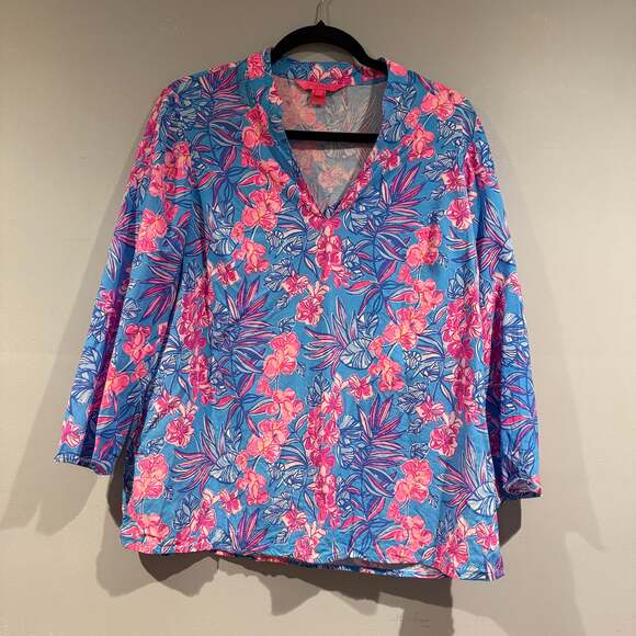 Lilly Pulitzer Tropical Floral Tunic Top Women’s Size M - Picture 1 of 4